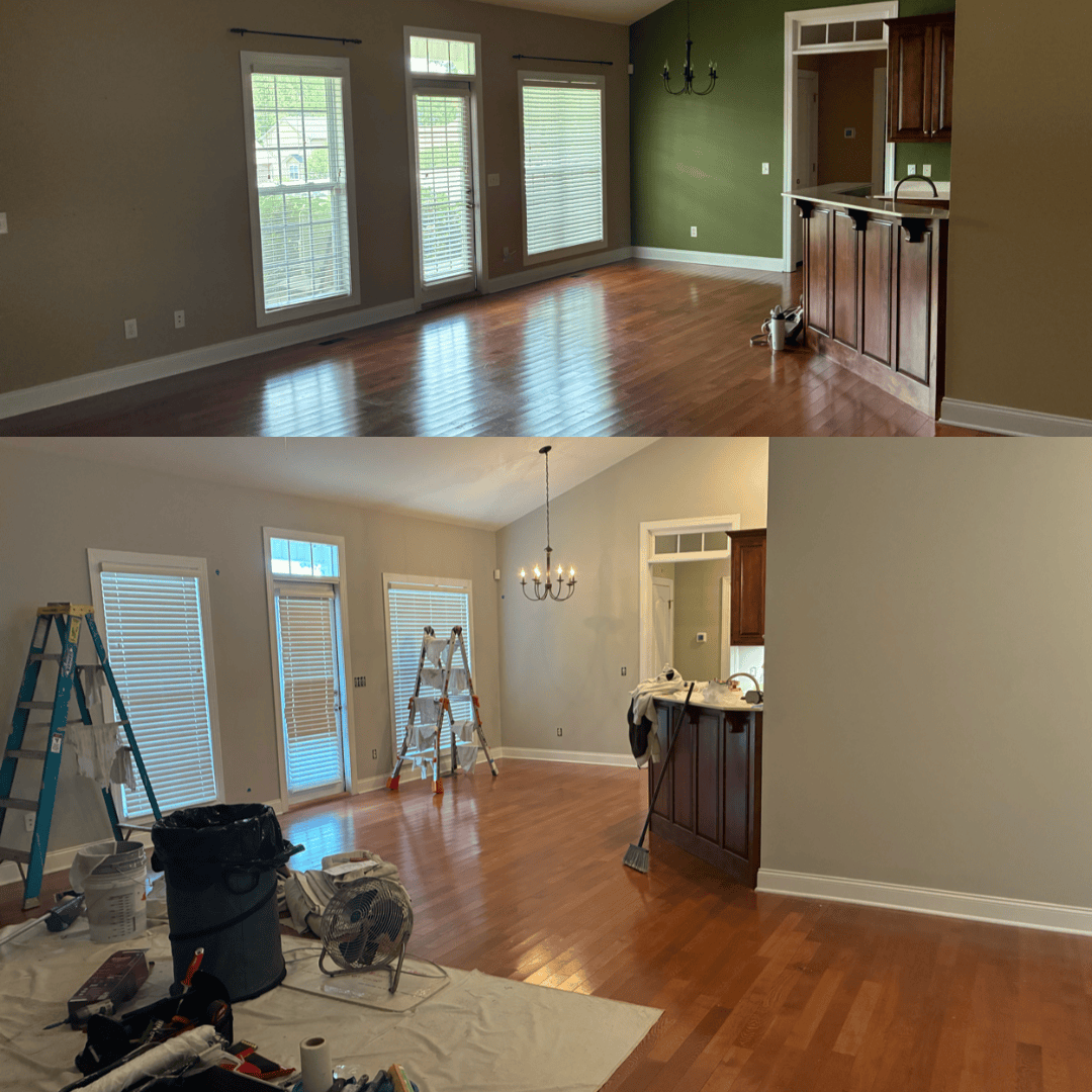 Interior painting with updated light walls and white trim